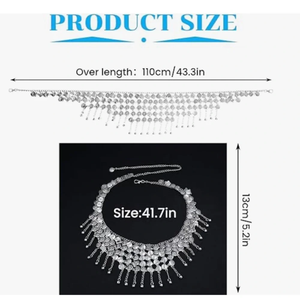Coin Belly Dance Skirt Accessory Adjustable Silver